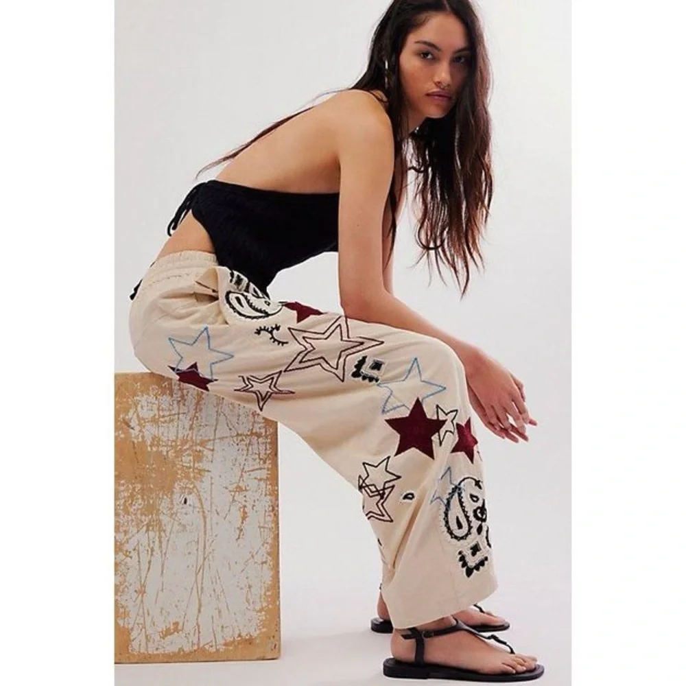 NWT Free People Aria Western Star Embroidered Pull On Pants - Picture 2 of 7